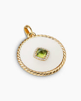 DY Elements® Statement Disc Pendant in 18K Yellow Gold with Cacholong, Peridot and Diamonds, 32mm
